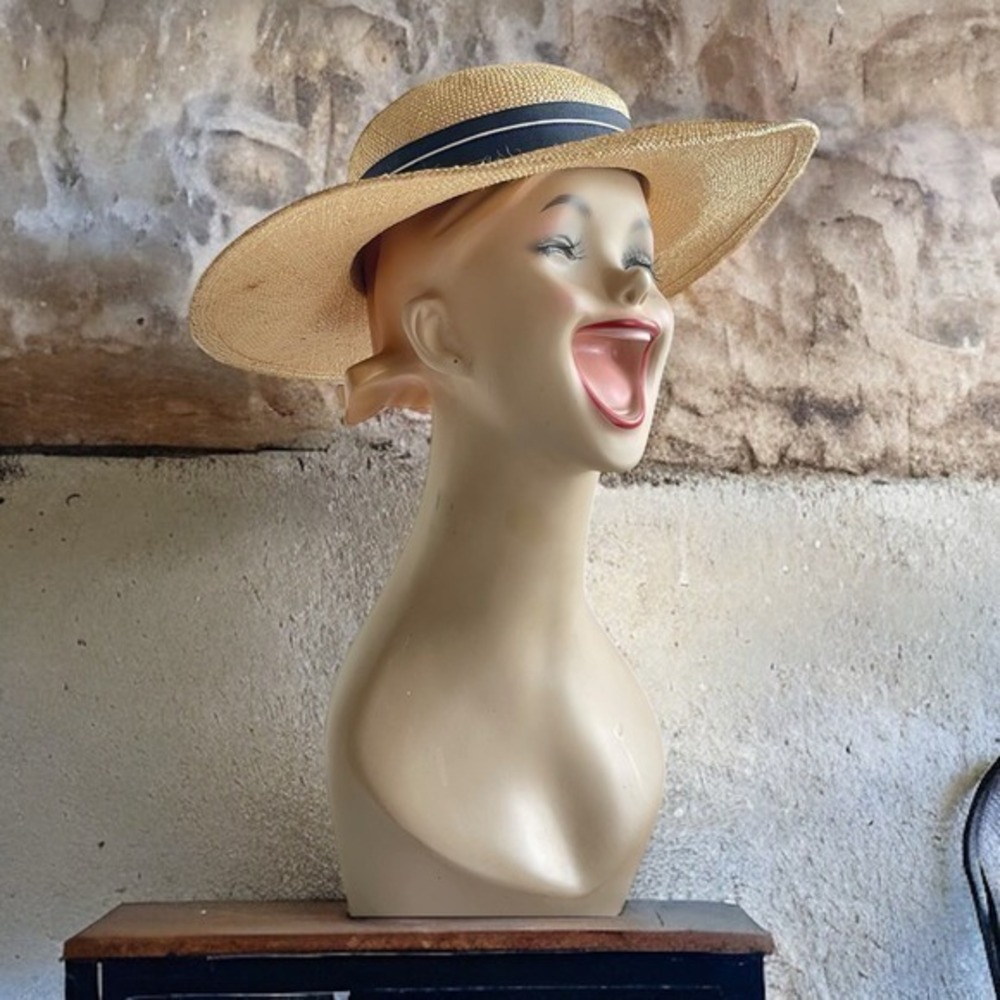 Michael Howard Georgi Vintage 80’s Summer Straw Hat with Ribbon Trim READ